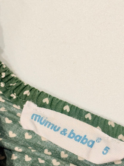 Mumu & Baba Green Heart Dress Size 3Y
