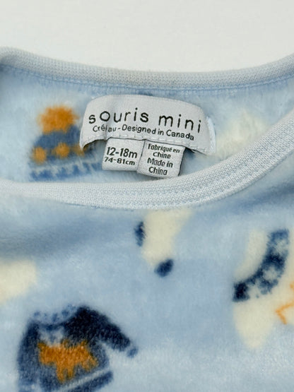 Souris Mini Fleece Print Pajama Set 12-18M