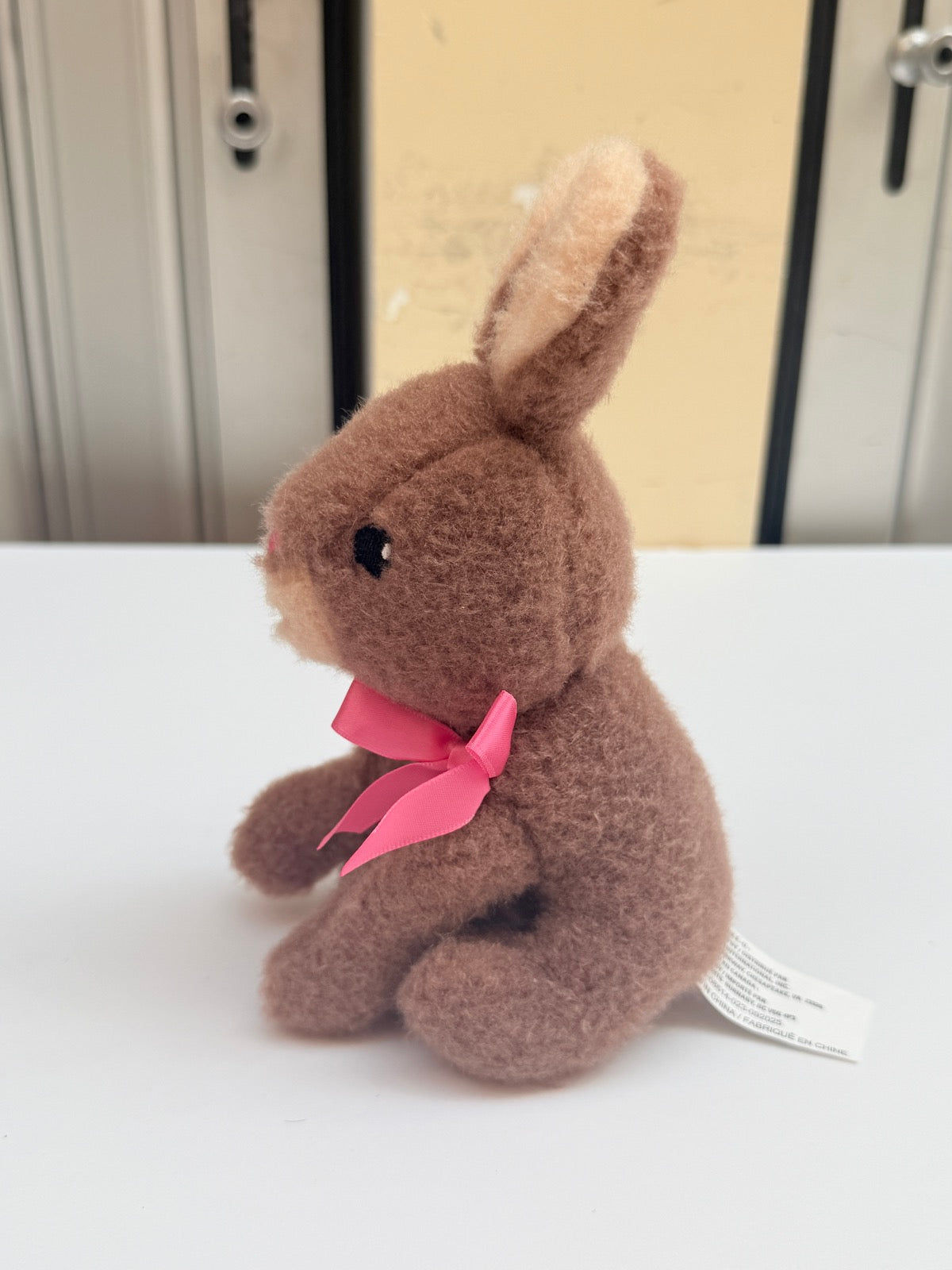 Brown Bunny Rabbit Plush Stuffed Animal Pink Bow