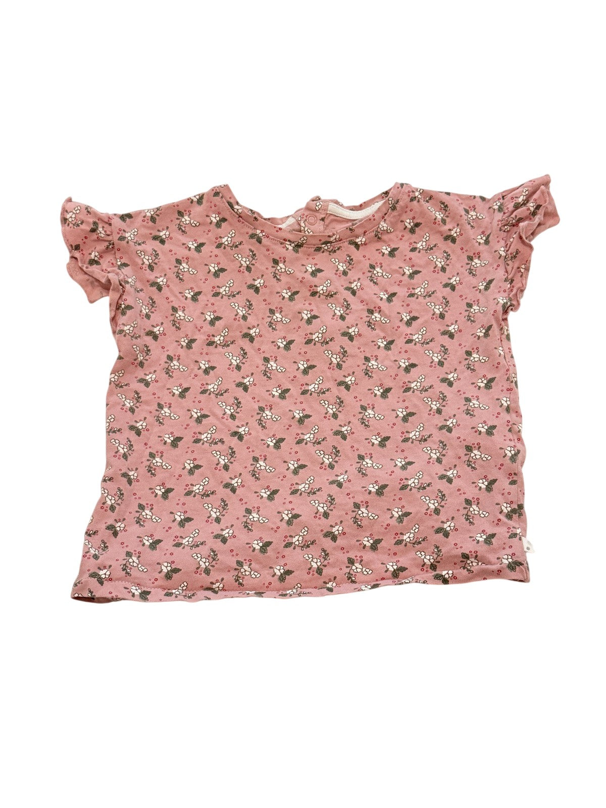 Obaïbi Floral Pink Ruffle T-Shirt 18/24M