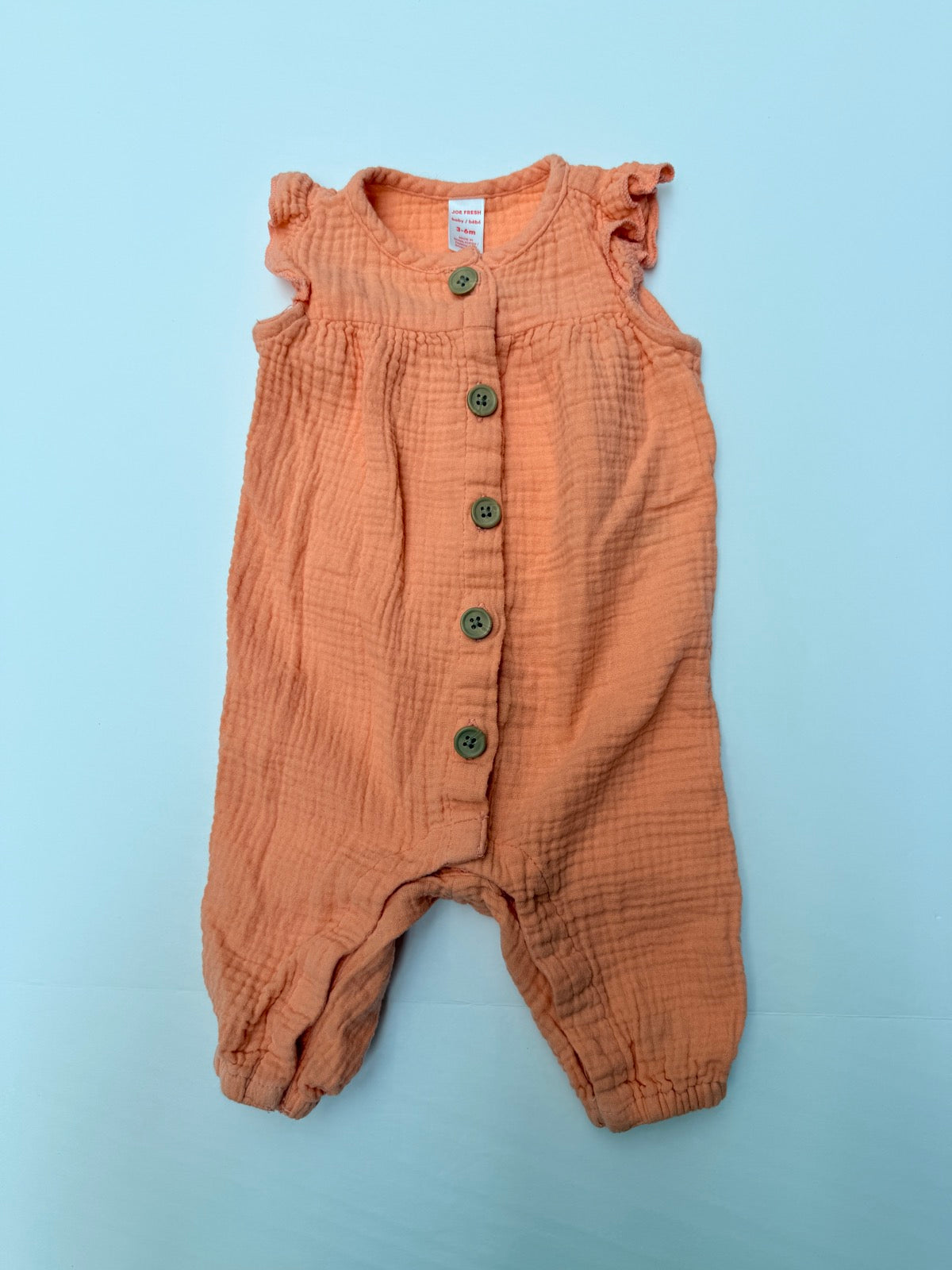 Joe Fresh Peach Muslin Romper 3-6M