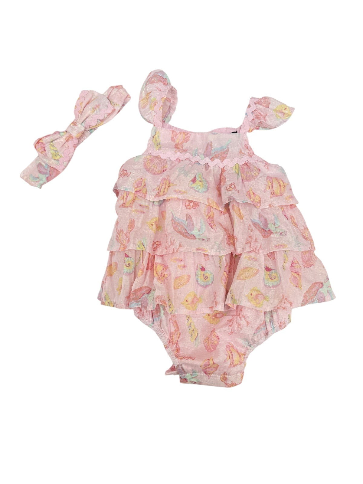 Cynthia Rowley Seashell Ruffle Romper 6-9M