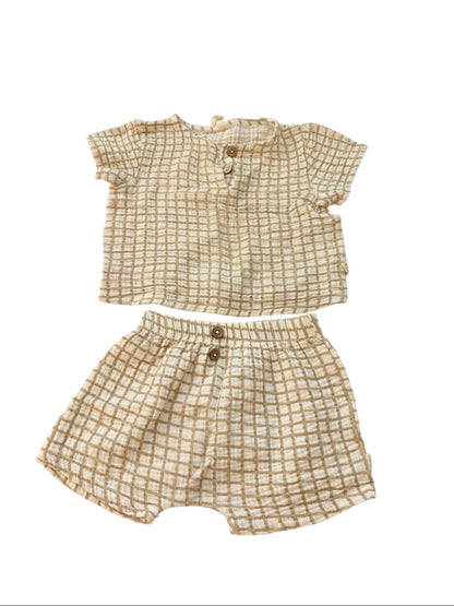 Snug Plaid Muslin Top & Shorts Set 12M