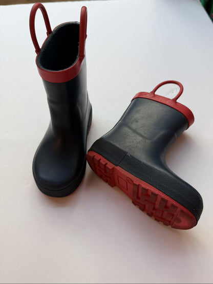 Children's Black Red Rain Boots Size C5