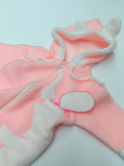 Pink White Baby Bunting 0-3m