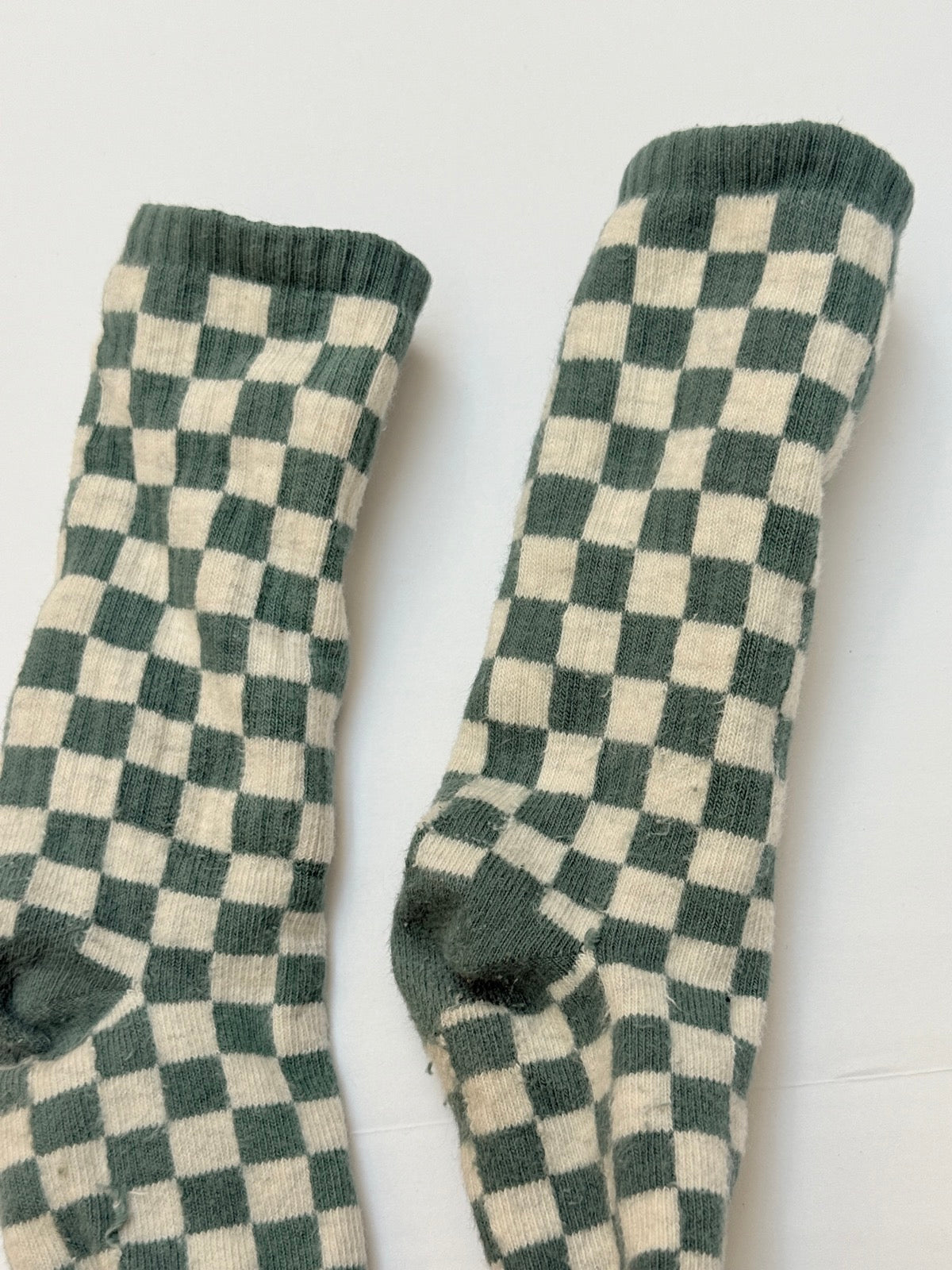 Green Checkered Crew Socks 3-5Y