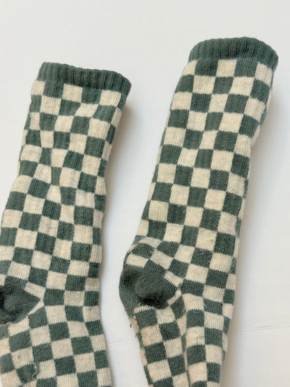Green Checkered Crew Socks 3-5Y