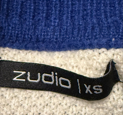 Zudio Blue Striped Mock Neck Sweater 12-14Y