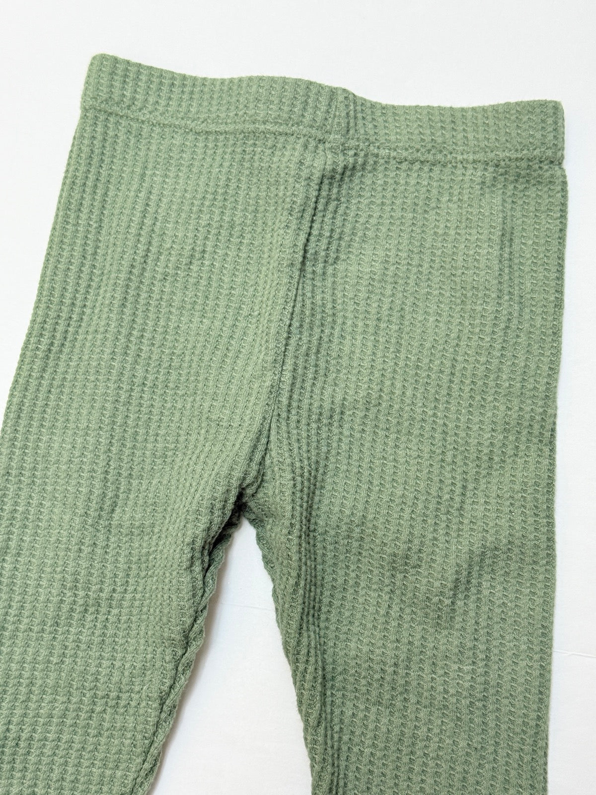 Cloud Island Green Waffle Knit Leggings 3-6M