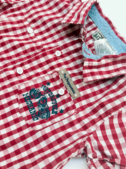 Little Rebels Red Plaid Motorcycle Shirt 3T