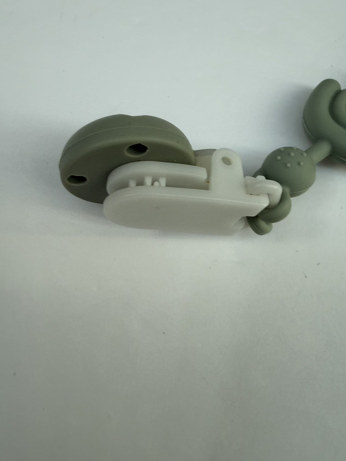 Silicone Beaded Pacifier Clip Sage Green