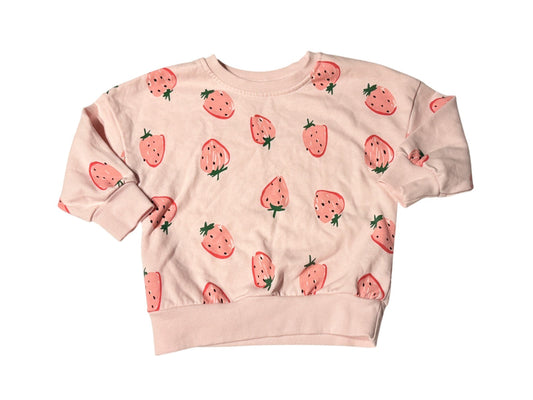 Strawberry Print Hoodie Sweatshirt 4Y
