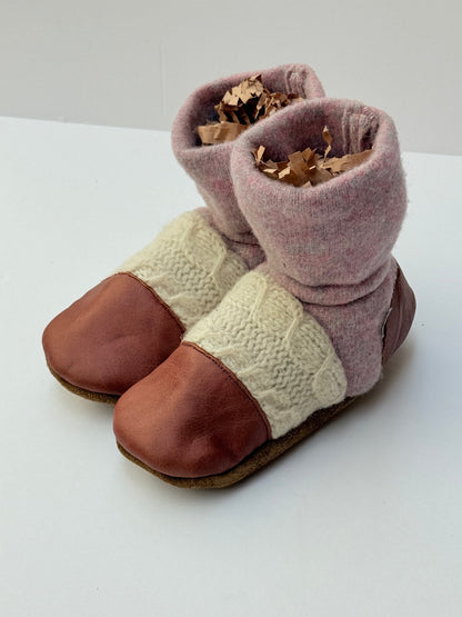 Nooks Wool Knit Leather Baby Booties
