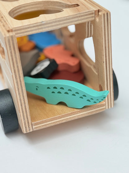 Mentori Wooden Animal Shape Sorter Truck Toy