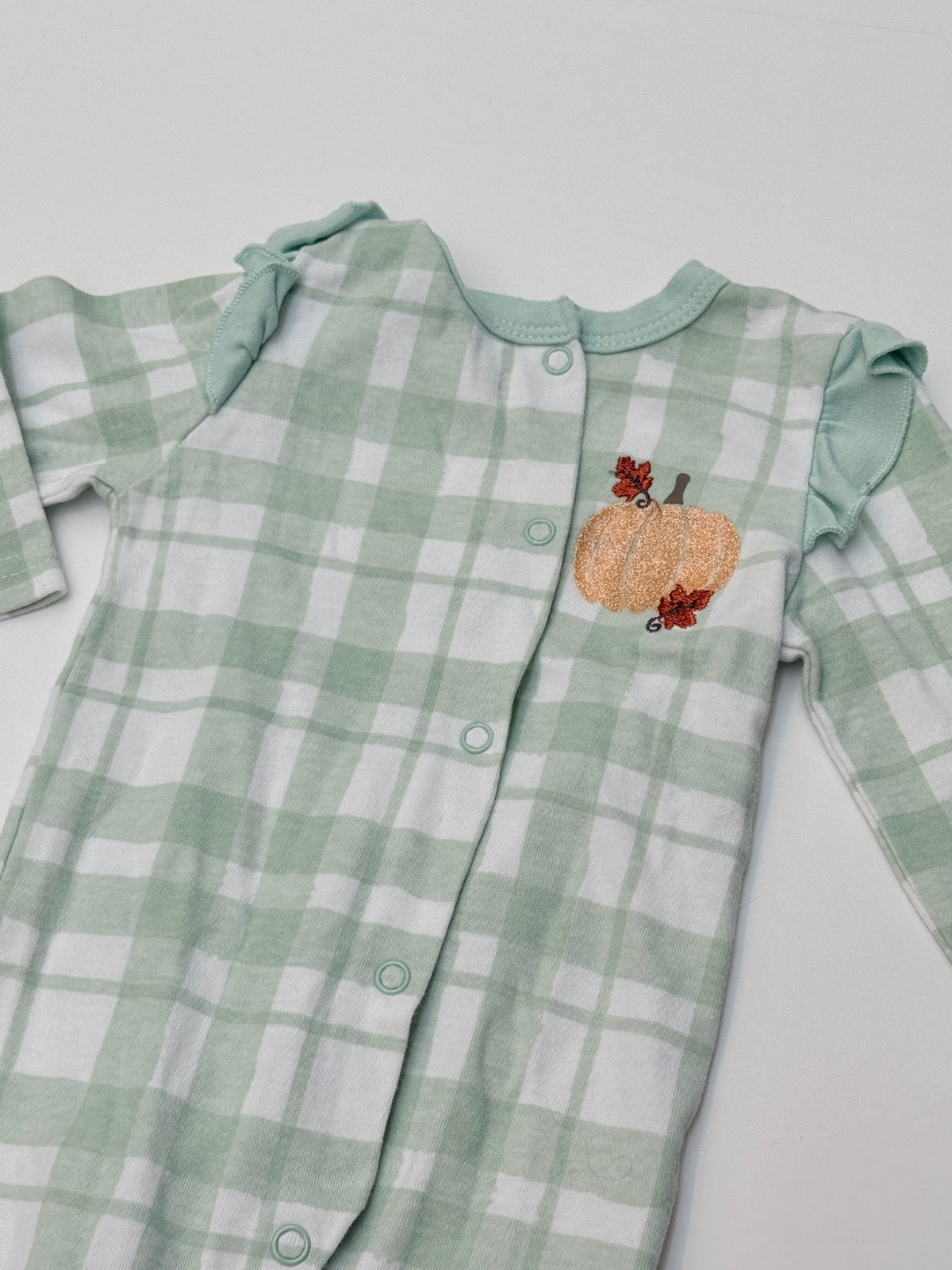 Lila & Jack Plaid Pumpkin Footed Sleeper 6-9M