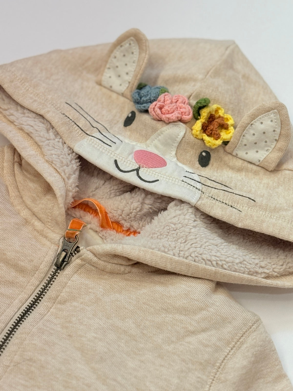 Mini Boden Cat Zip Hoodie Fleece Lined 6-7Y