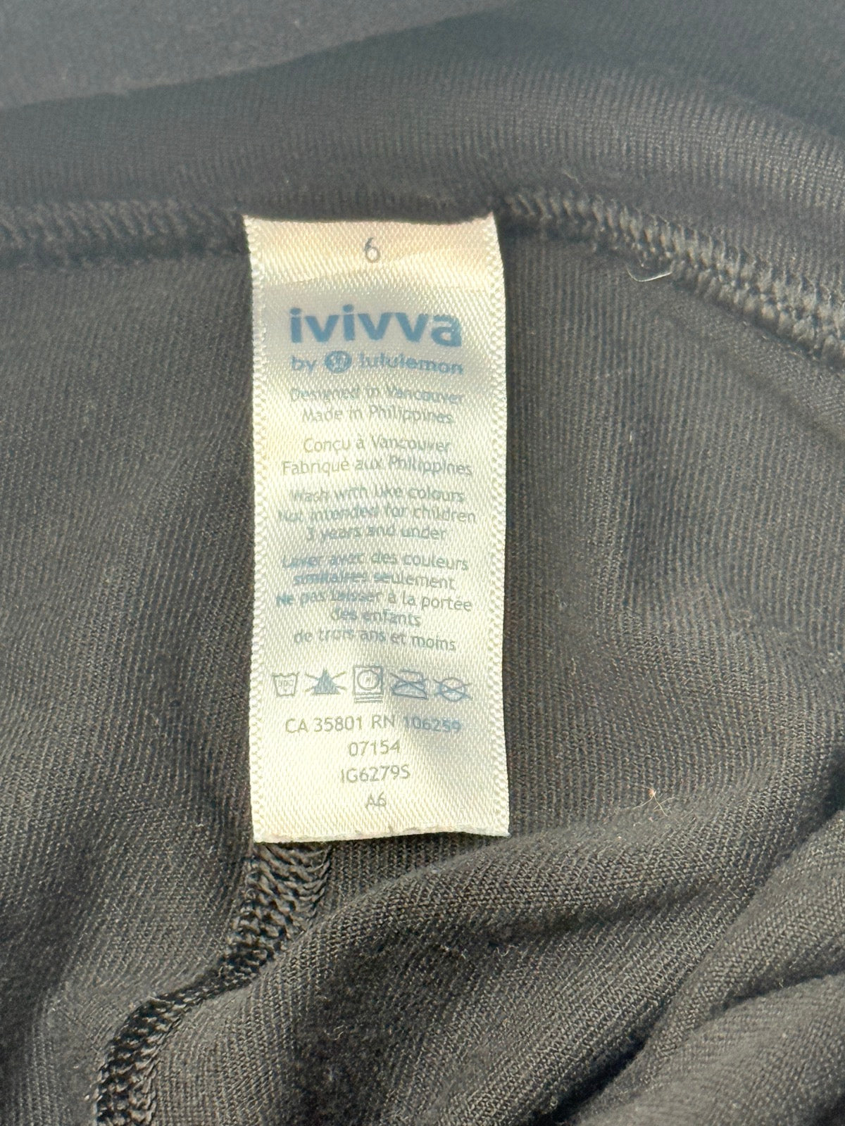 Ivivva by Lululemon Black Crop Leggings Size 6
