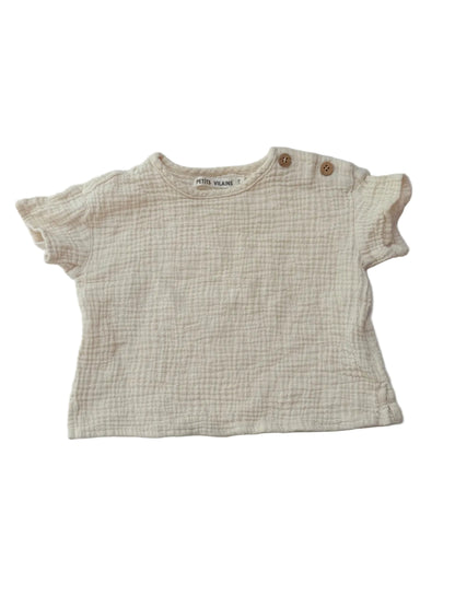 Petits Vilains Cream Muslin T-Shirt 6-12m