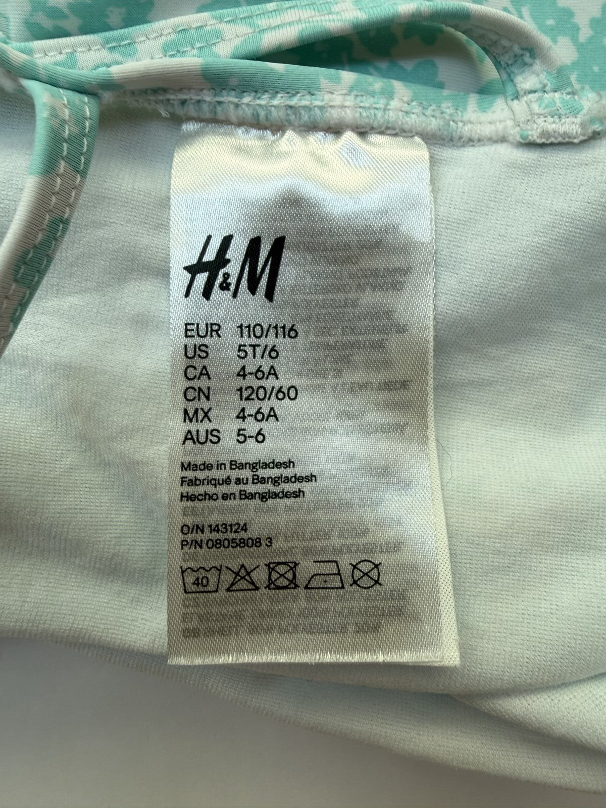 H&M Floral Ruffle One-Piece Swimsuit Size 4-6