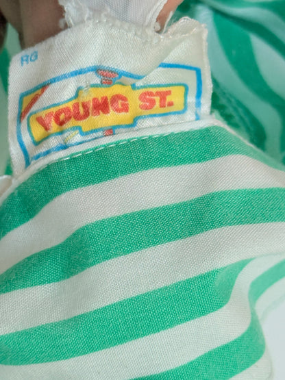 Vintage Young St. Green Stripe Button Shirt Size 3y