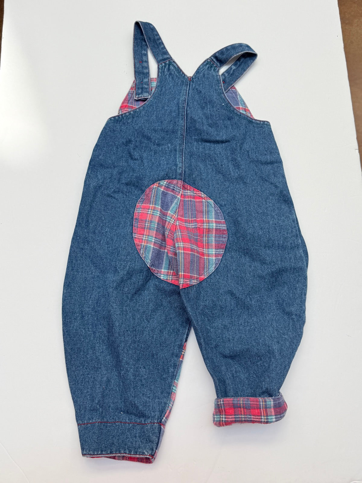 Vintage Bunny Denim Plaid Overalls Size 12-18m