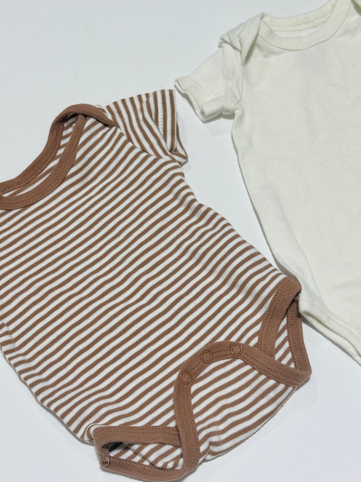 Striped & Cream Bodysuit 2-Pack 3M