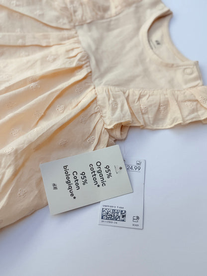 New With Tags- H&M Organic Cotton Ruffle Dress 12-18m