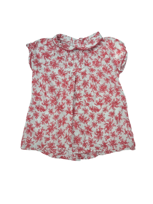 Floral Red White Short Sleeve Top