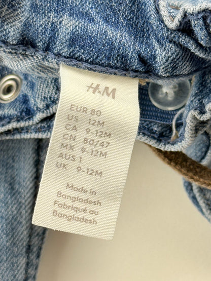 H&M Light Wash Jeans with Suspenders 9-12M