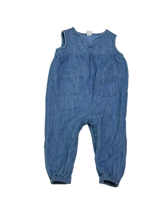 Old Navy Denim Quilted Romper Overalls 12-18M