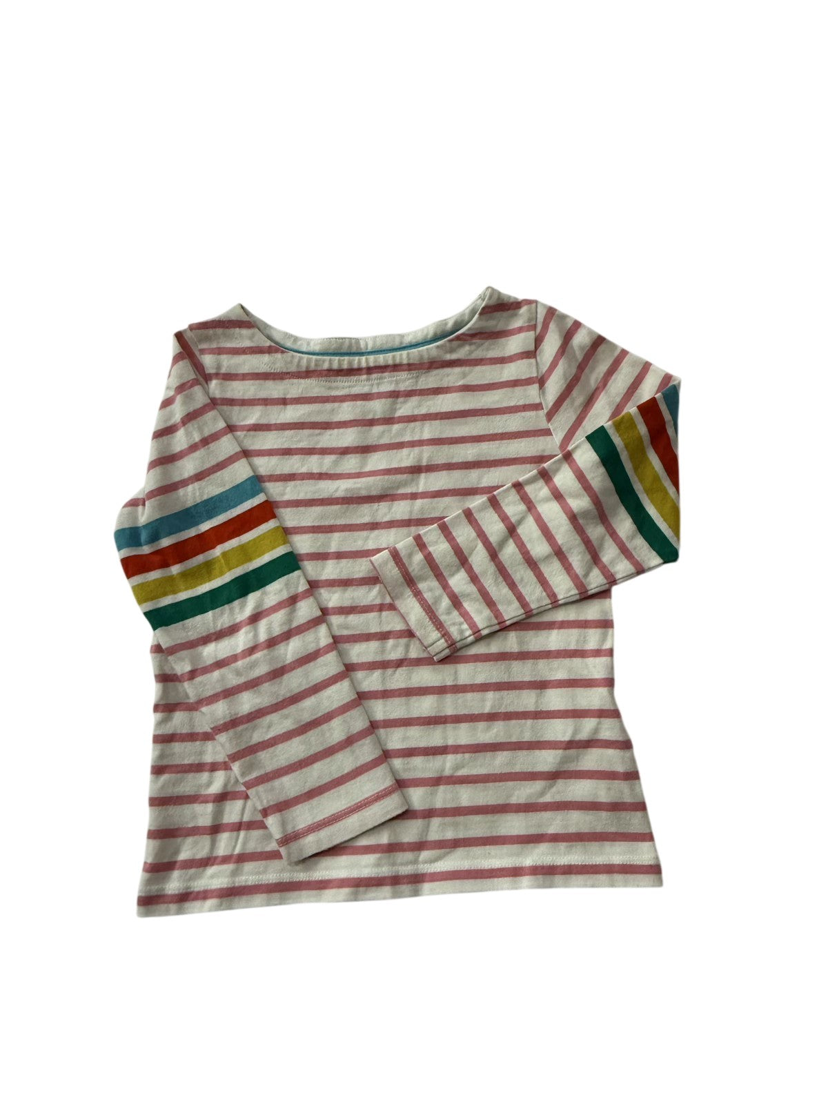 Boden Striped Rainbow Sleeve Top 3-4Y