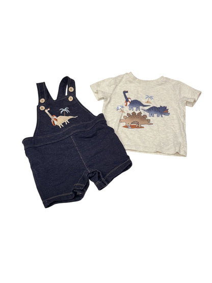 Pekkle Dino Beach Overalls & Tee Set 3M