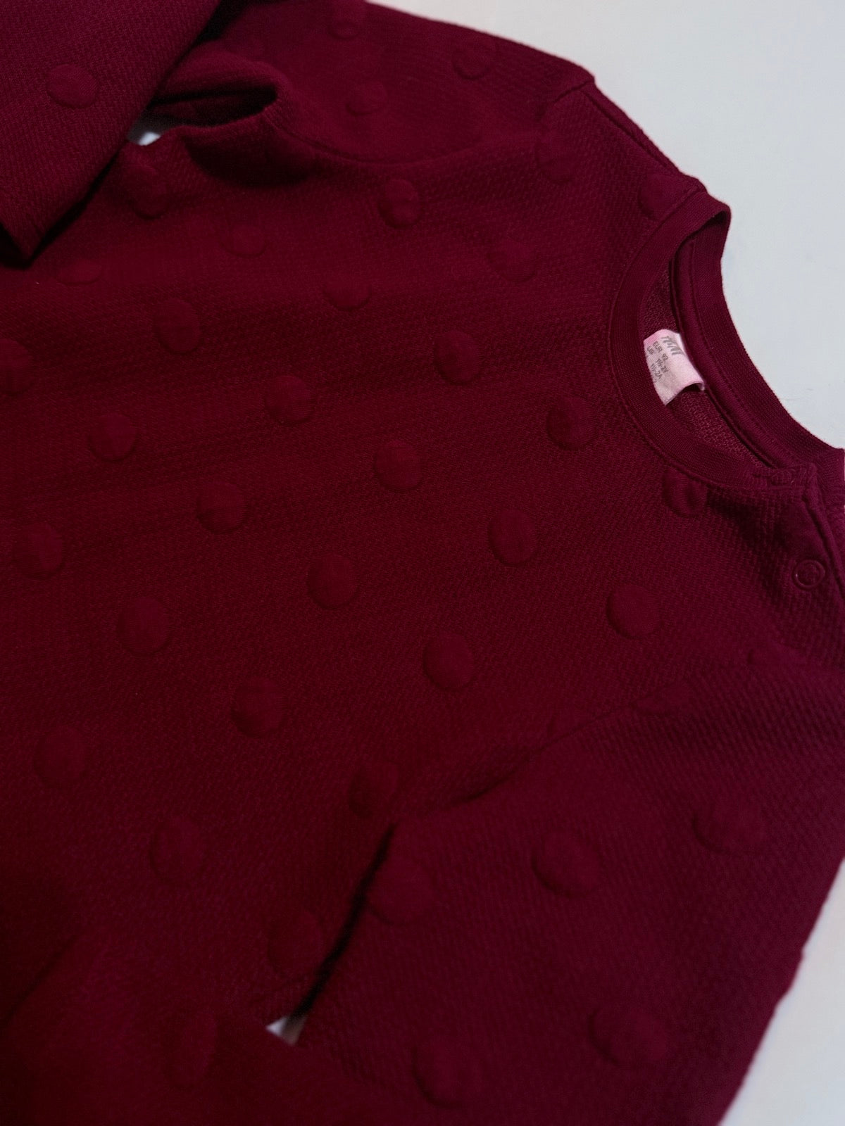 H&M Burgundy Textured Polka Dot Dress 2T