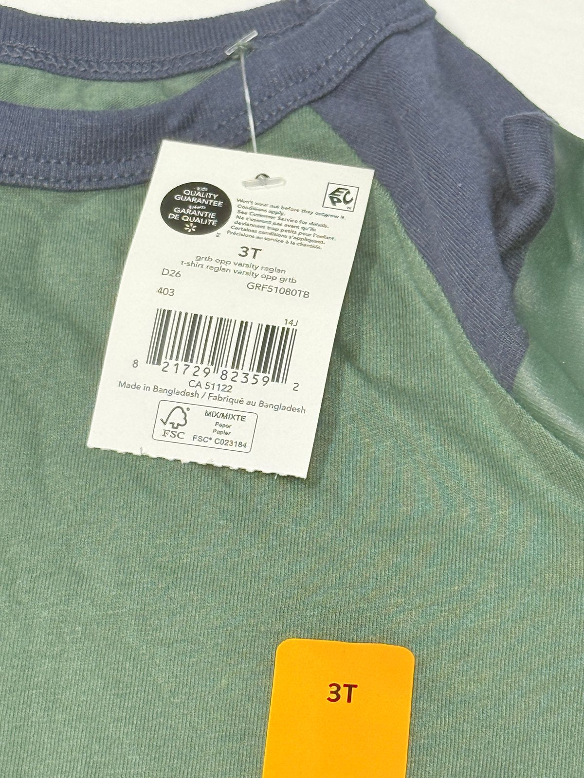 NWT - George Varsity Raglan T-Shirt 3T