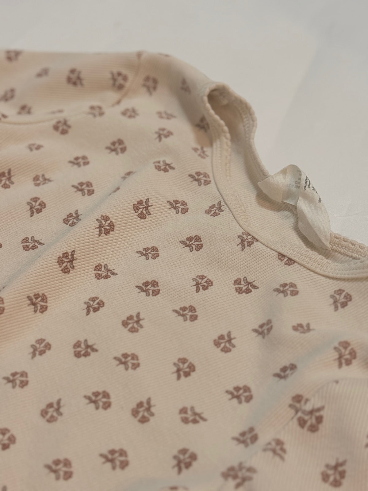 H&M Floral Ribbed Long Sleeve Top 8-10