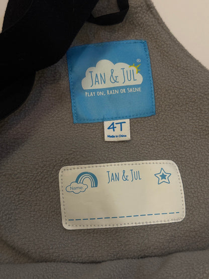Jan & Jul Cozy-Dry Fleece Rain Bib Pants 4T