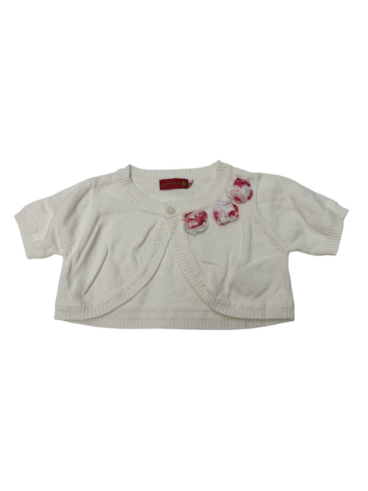 Juniors Floral Rosette Knit Shrug Cardigan 3/4Y