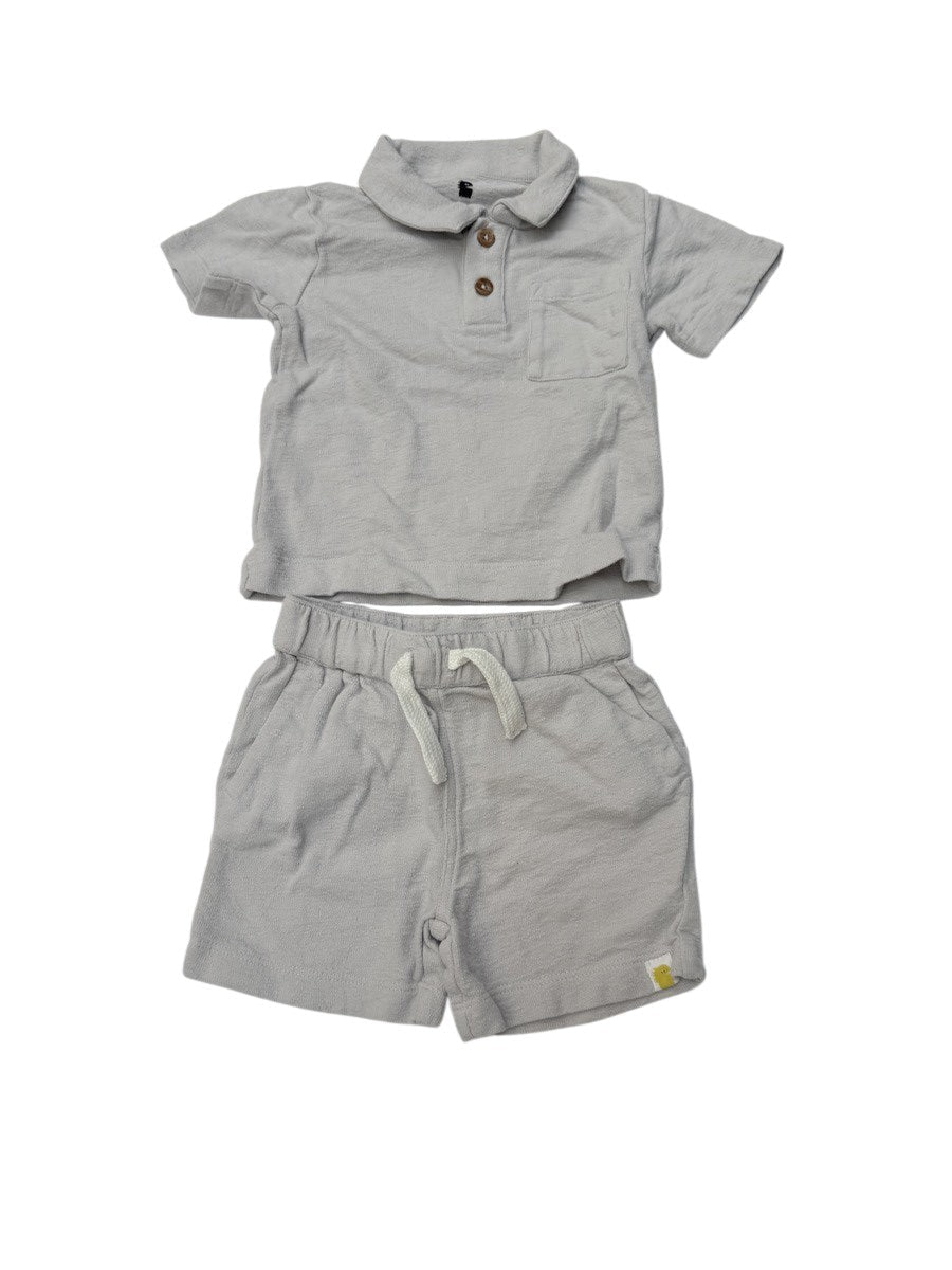 RISE Little Earthling Textured 2pc Set 9-12M