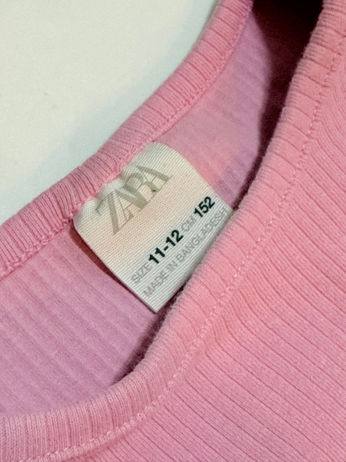 Zara Pink Ribbed Long Sleeve Top 11-12