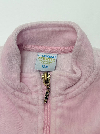 Please Mum Pink Velour Zip Jacket 12M