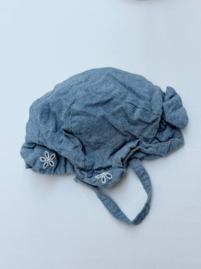 Old Navy Chambray Embroidered Bonnet Hat 12-18M