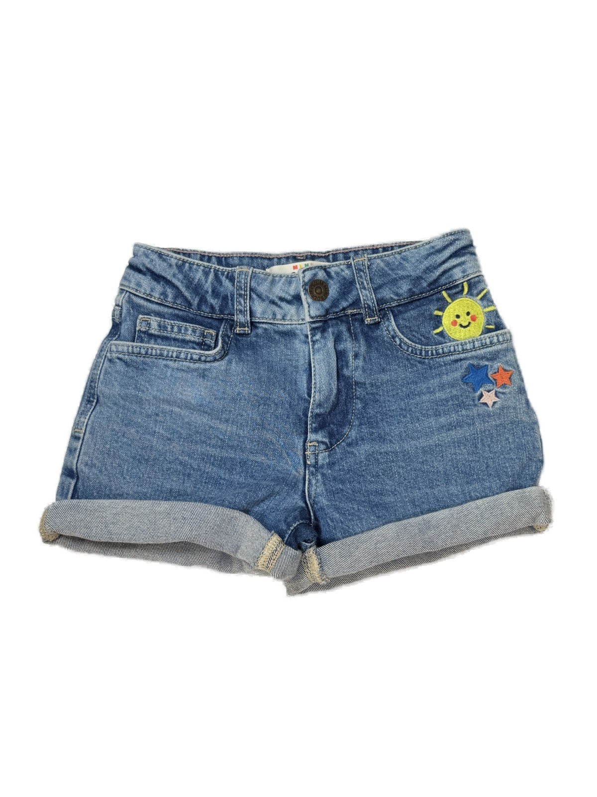 Mini Boden Embroidered Denim Shorts Size 6Y