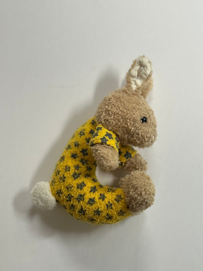 Bunny Rabbit Plush Ring Rattle Yellow Star