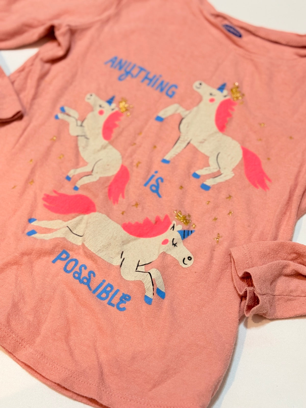 Old Navy Pink Unicorn Long Sleeve Tee 5T