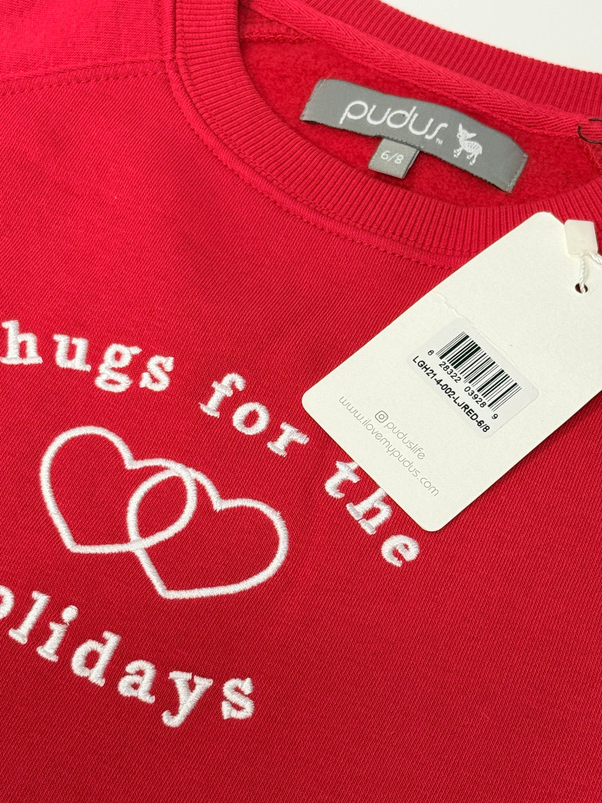 Pudus Red Hugs For The Holidays Sweatshirt 6-8