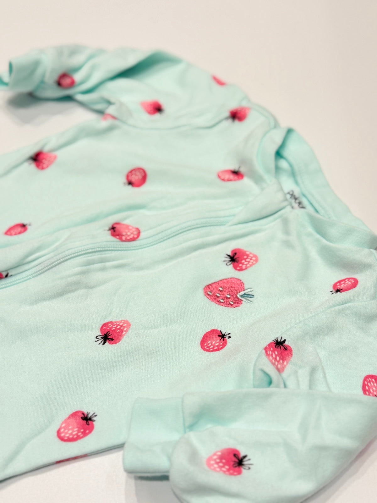 Pekkle Mint Strawberry Footed Sleeper 6M