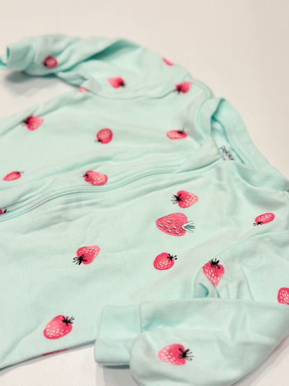 Pekkle Mint Strawberry Footed Sleeper 6M