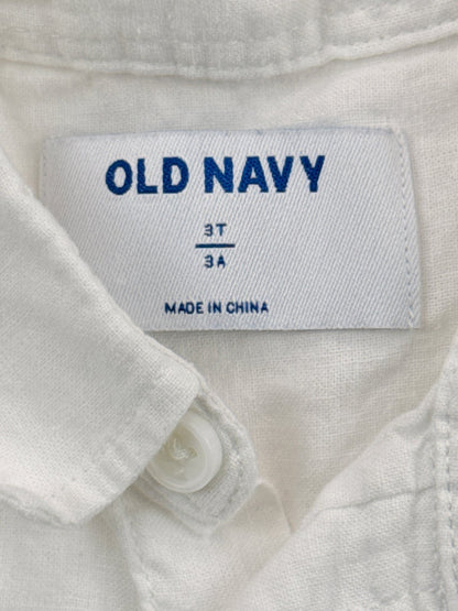 Old Navy White Linen Blend Shirt 3T