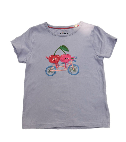 Mini Boden Cherry Tandem Bike T-Shirt 6-7Y