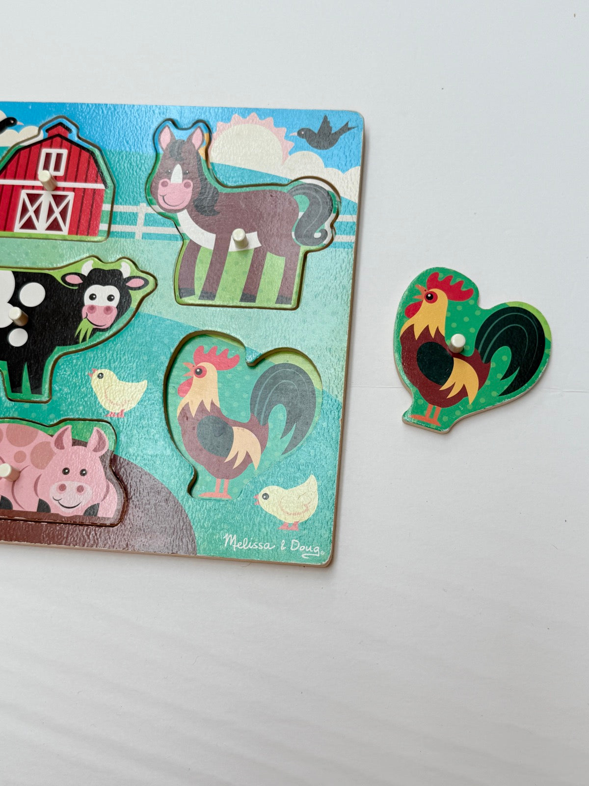 Melissa & Doug Farm Animals Wooden Peg Puzzle